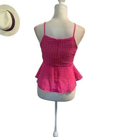 GB Sleeveless Ruffle hem cropped Blouse pink sz Small spaghetti strap party top - Picture 5 of 9